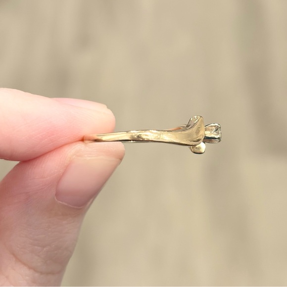 Diamond Engagement Ring: natural solitaire 10K solid yellow gold promise band - Picture 9 of 12